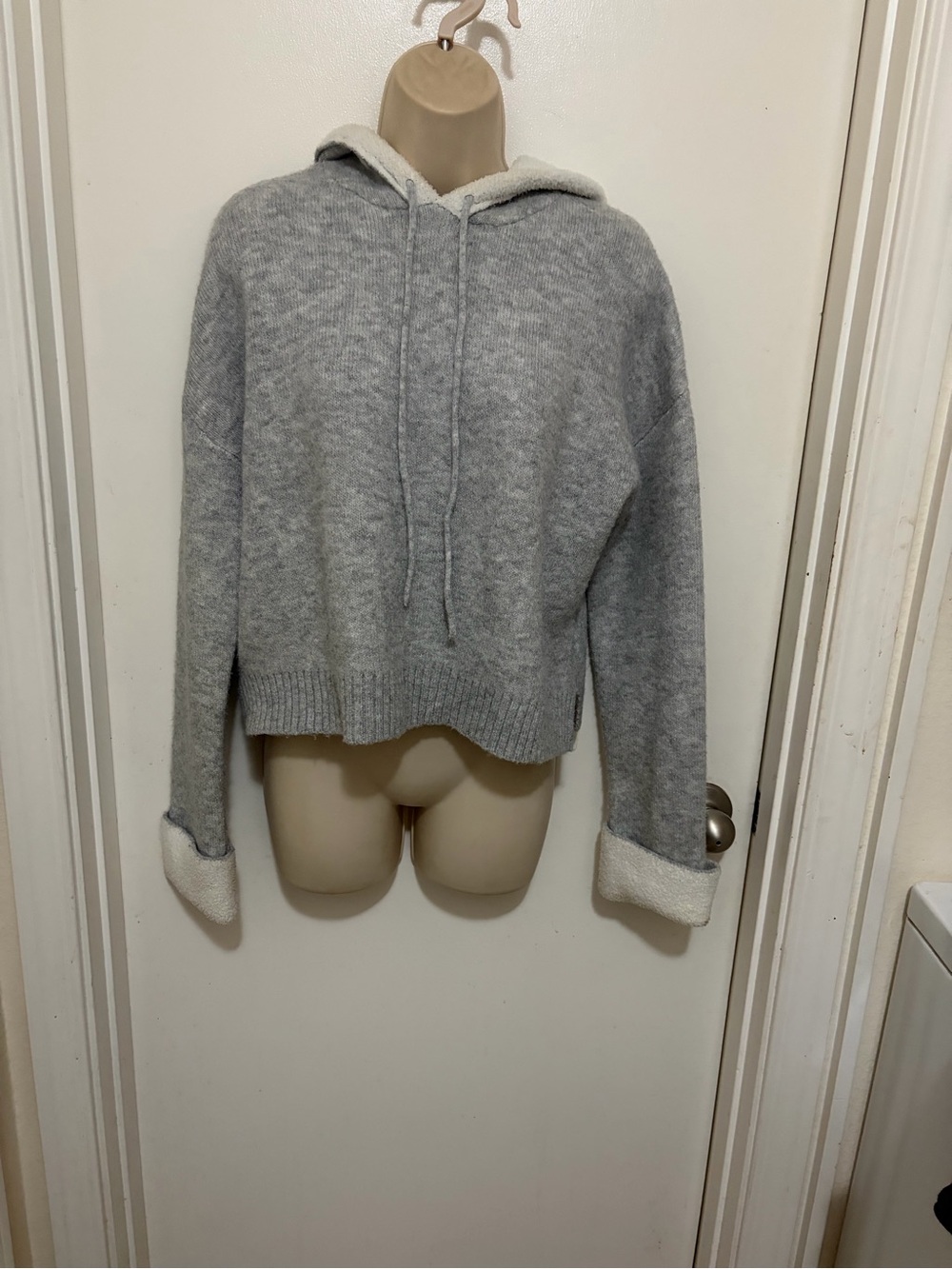 Happily Gray Cozy Hooded Crop Sweater - Light Gray